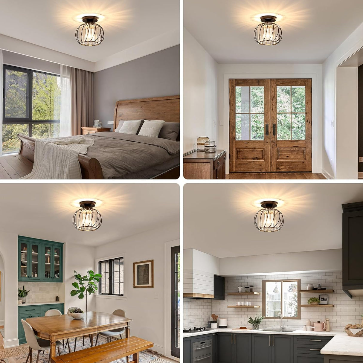 Modern svart bur taklampor | Järnram med klara glaspaneler | E27-lampa | Brick by Brick Carvallo