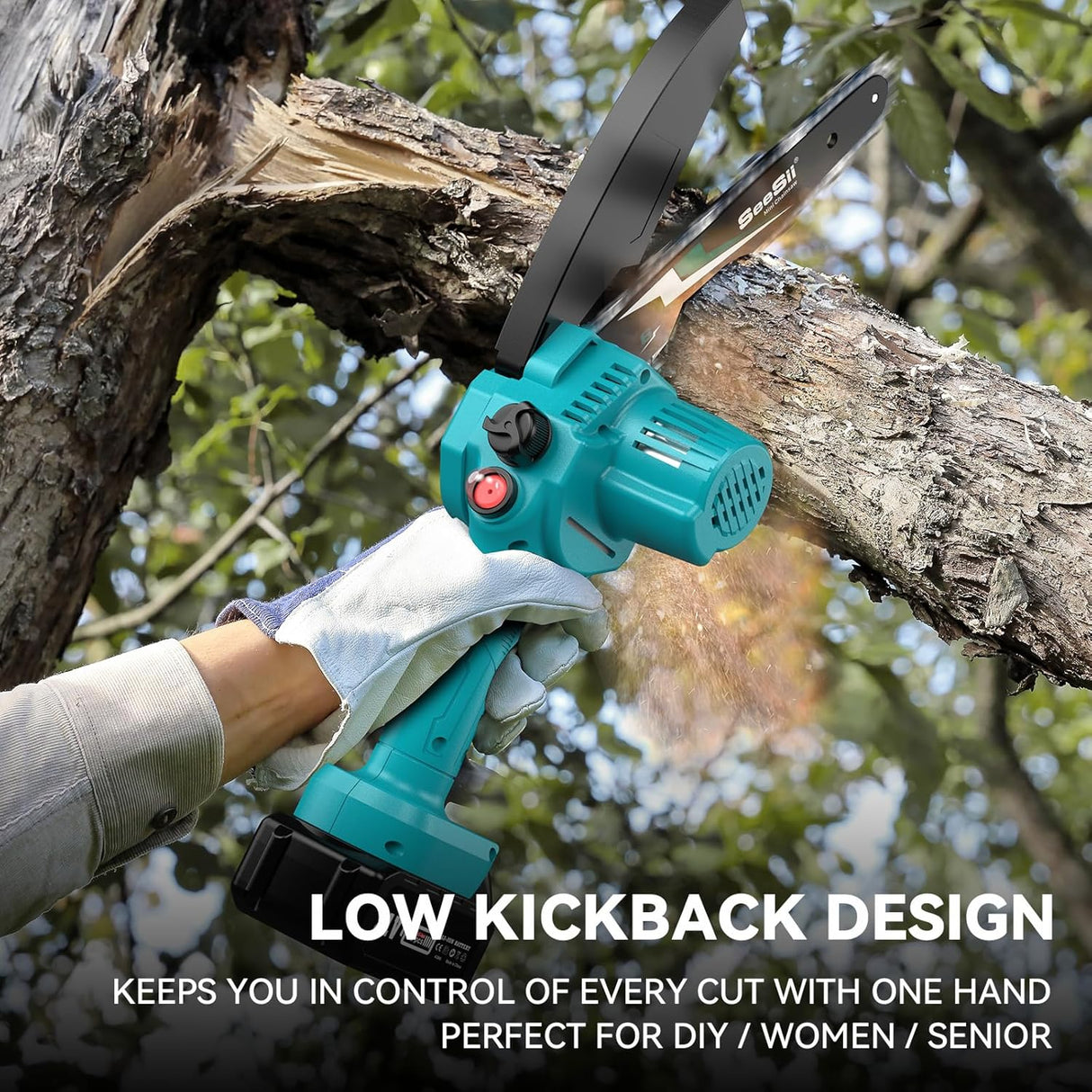 PowerCut Mini | Trådlös 6-tums kedjesåg för trädtrimning Carvallo