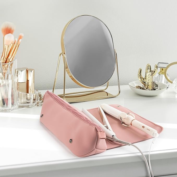 Carvallo Hårverktygsväska 2-i-1 | Värmetålig Matta & Resefodral | Organizer för Plattång & Locktång | Kompakt & Stilig Carvallo