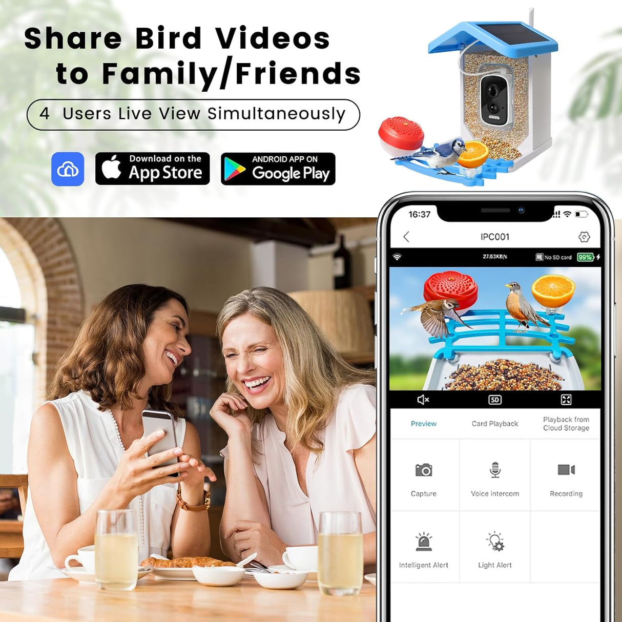 Smart fågelmatare med kamera solenergi driven Carvallo