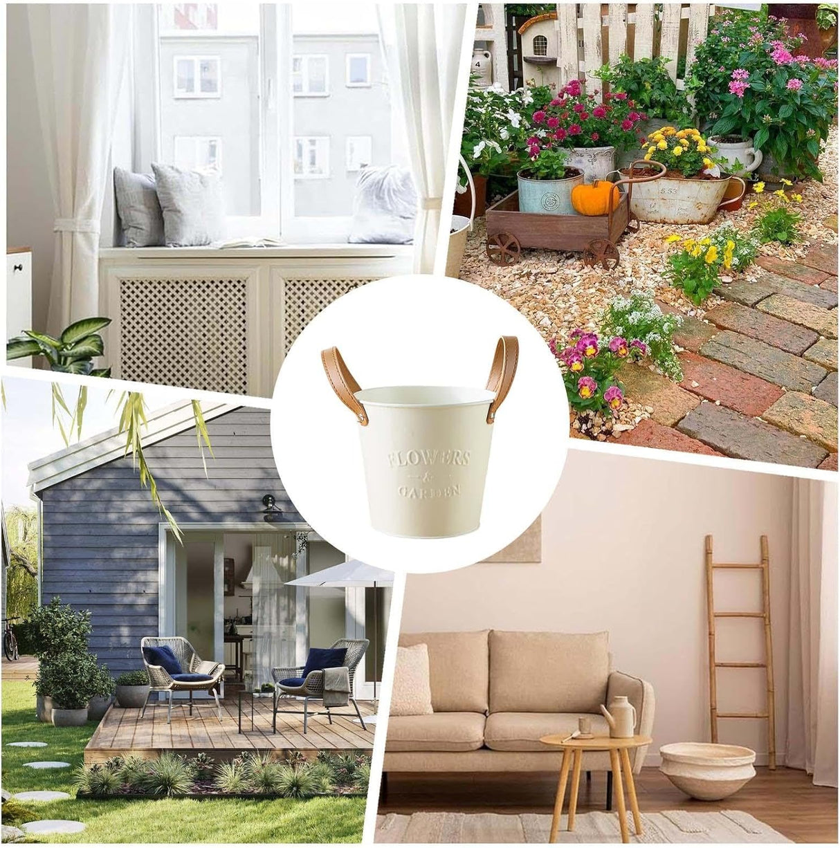 Dekorativa växtkrukor med läderhandtag – Blomkrukor för hemmet och trädgården Carvallo