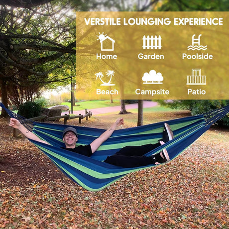 Resehängmatta – slitstark bomullscanvas för trädgårds- och campingnöje MILA Sverige