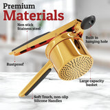 Carvallo Pro rostfritt stål potatispress 15oz | Extra stor kapacitet | För puré, grönsaker & frukt | Klumpfri & robust Carvallo