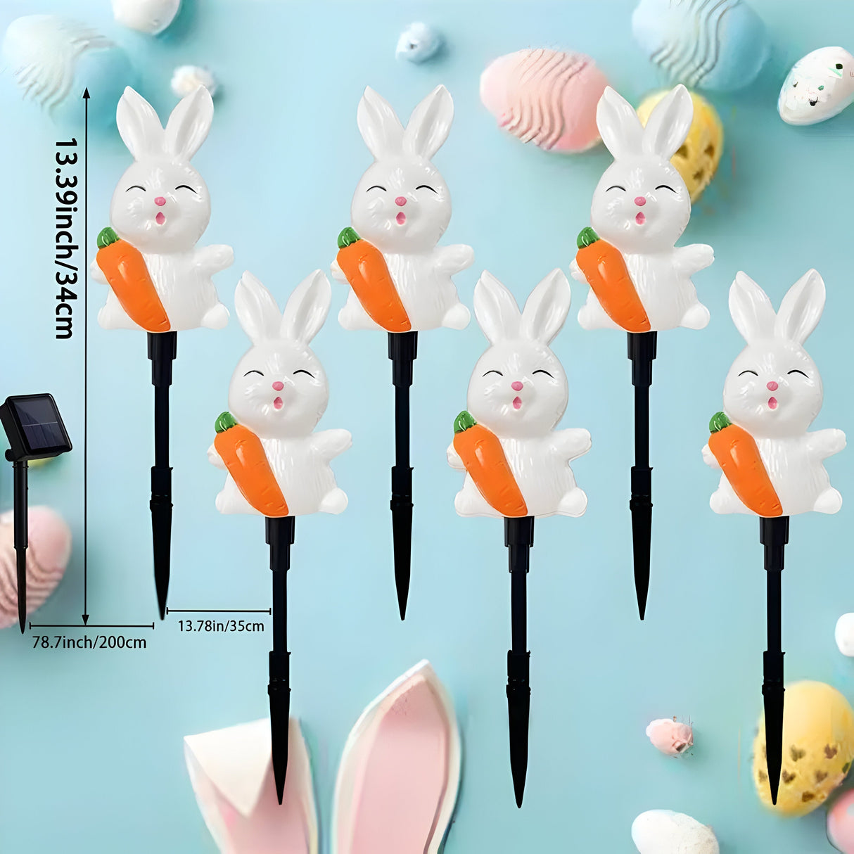 HoppyShine Light – 6-pack Solarbetrivna Påskhar-lampor Carvallo