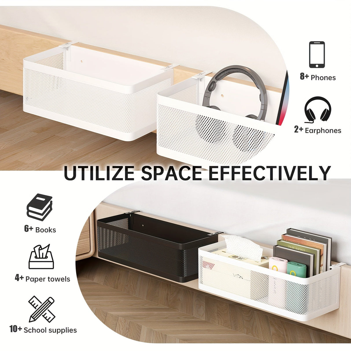 Justerbar metallförvaringskorg med krokar - Bekväm lösning för organisering Carvallo