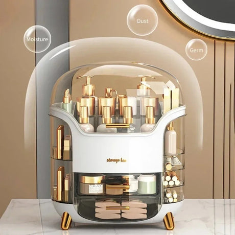 Transparent Desktop Makeup Organizer – Stort kapacitet dammavvisande smycke- och kosmetikaförvaringslåda Carvallo
