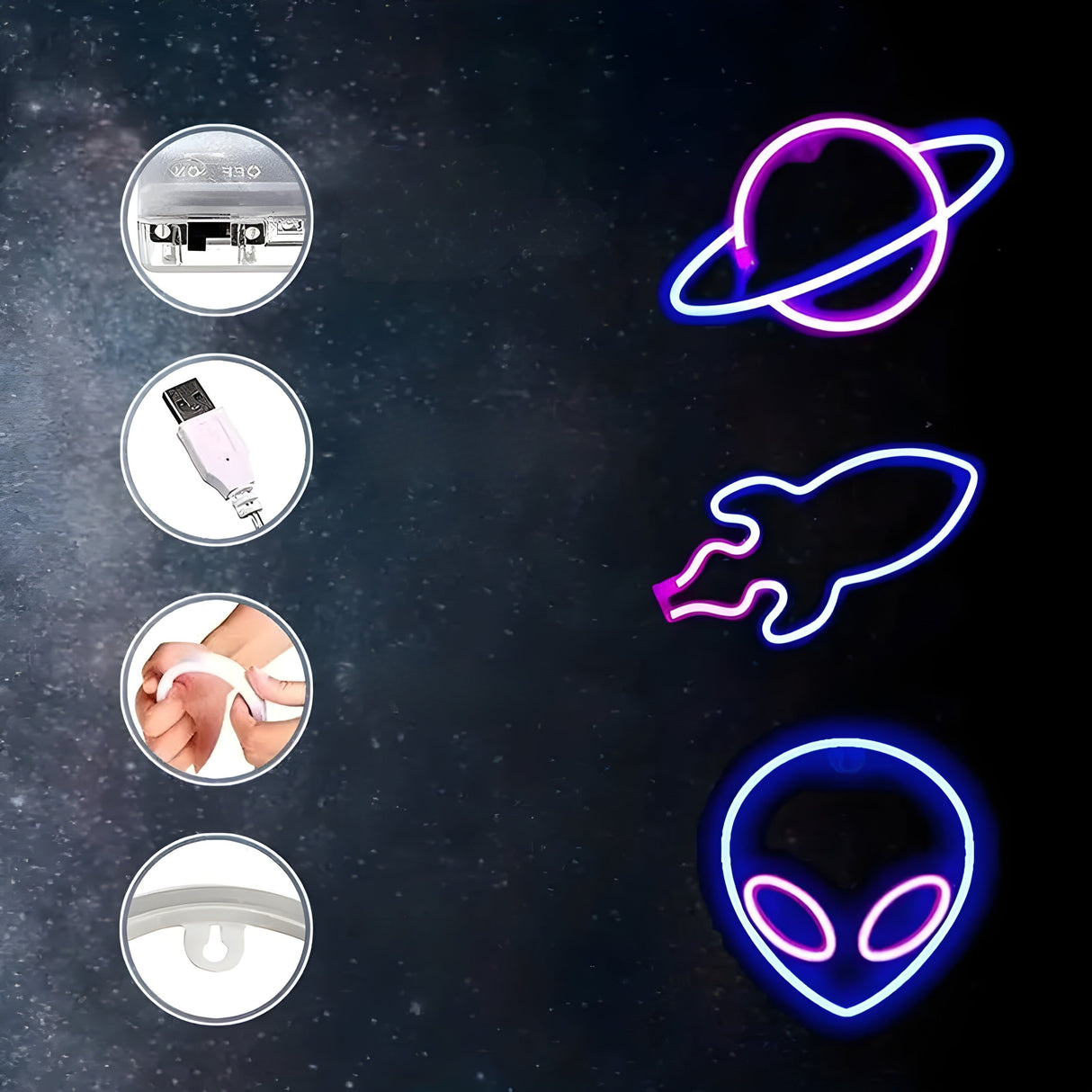 SpaceGlow Ljus - Dekorativ Neon Party LED Vägglampa Carvallo