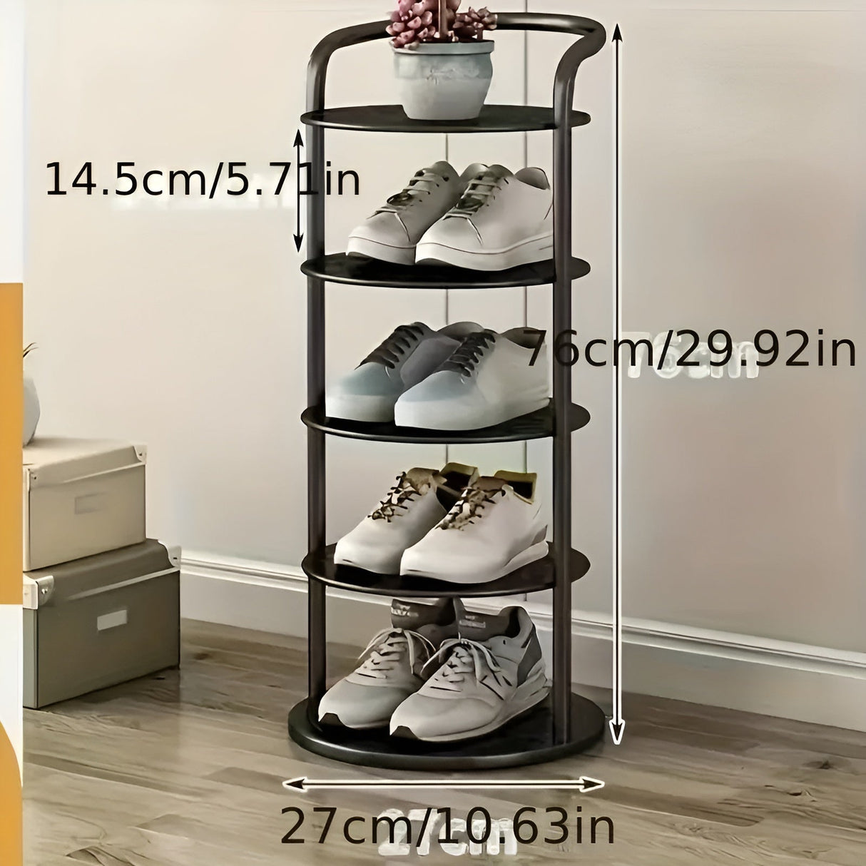 Skohållare med 4 nivåer – Utrymmesbesparande & Stabil | Modern design för hall eller lägenhet Carvallo