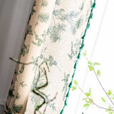 Grön Tall Fågel Mönster Fringad Gardin Bohemisk Bomullsblandning Carvallo