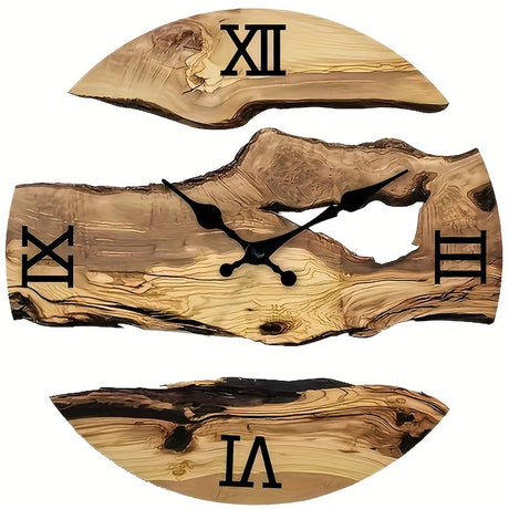 RustiqueClock - Stille akryl väggklocka med träådring Carvallo