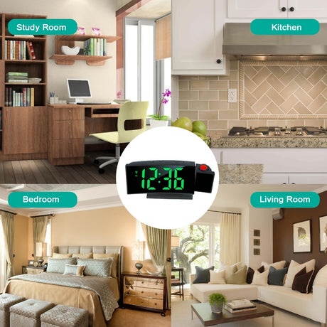 Digital projektionsväckarklocka – LED-display och snooze-funktion med justerbar ljusstyrka Carvallo