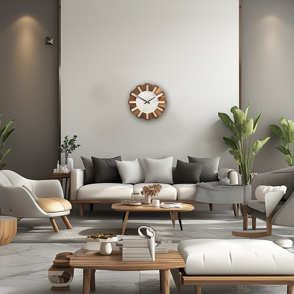 Rustik Trä Väggklocka med Tyst Rörelse – Tidlös Design för Vardagsrum, Kontor och Sovrum Carvallo