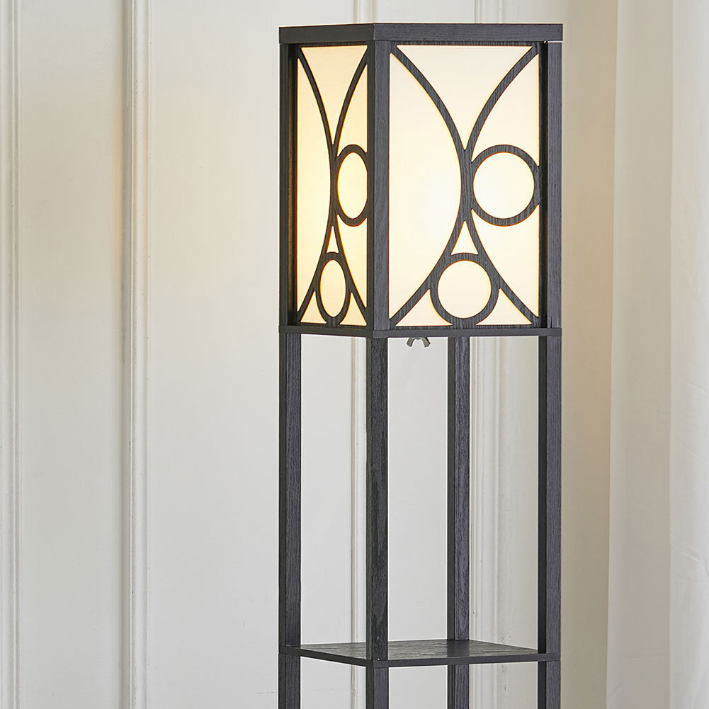 Samtida Golvlampa med Tre Trähyllor Carvallo