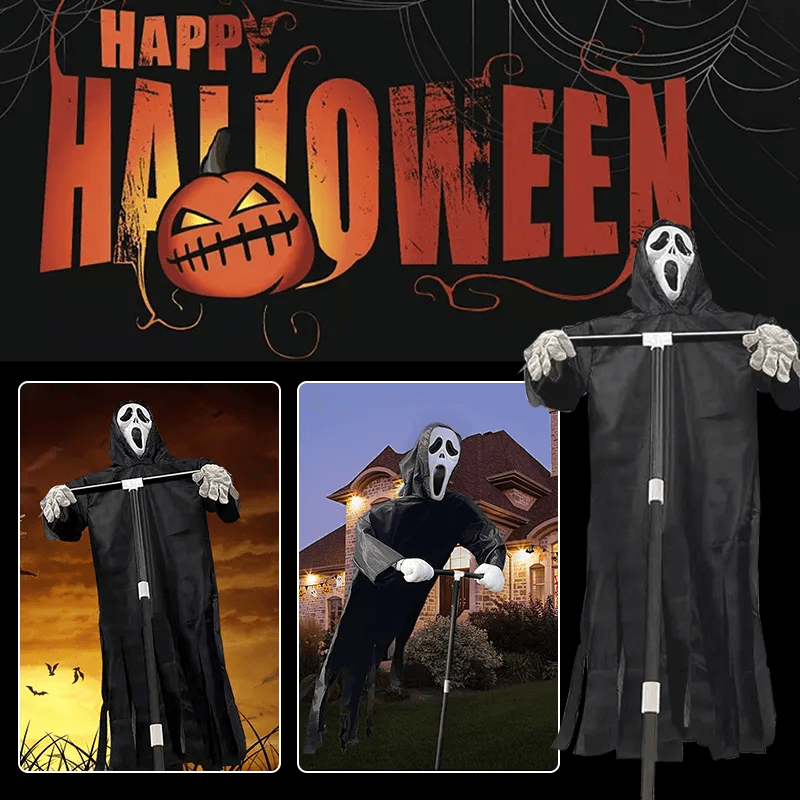 Läskig Spökfågelskrämma – Halloween Dekoration för Trädgård och Gård, Skrämmande Fågelskrämma som Svänger i Vinden-halloween-BB-Hemnix