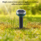 Solcellsdriven Ultraljuds Skadedjursskrämma | Avskräcker Mullvadar & Gnagare | Vattentät, 400Hz, Trädgårdsskydd Utomhus-Kök-BB-Hemnix