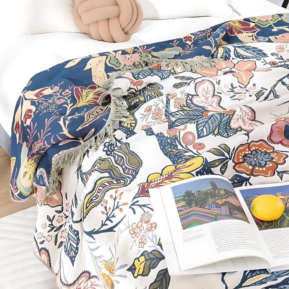 Rustik Konstnärlig Flora Filt Carvallo