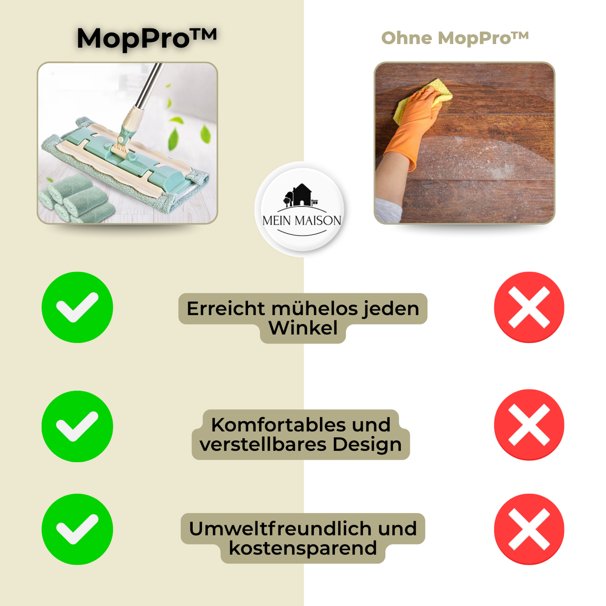 Carvallo – Den praktiska platta moppen för felfria rena golv Carvallo