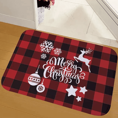 60x40 cm Välkomnande Julmatta i Flanell - God Julstämning, Jultomte, Stjärna, Renar-Jul-BB-God Jul-Hemnix