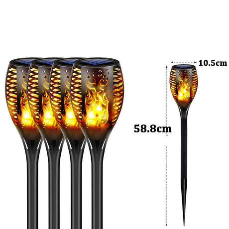 Solcellsdriven LED Lykta för Utomhusbruk | IP65 Vattentät Trädgårdsfackla med Flammeffekt – Energisnål & Automatisk Tändning-Kök-BB-4 Pack-10.5 x 58.8cm-Hemnix