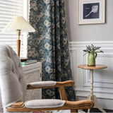 Marinblå Blommiga Fransen Gardiner Carvallo