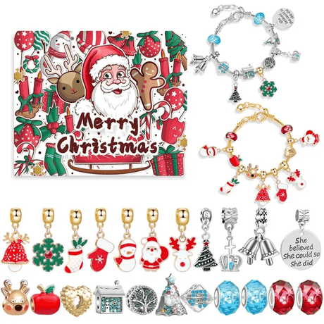 24 Dagar Julens Adventskalender Smyckesask - Berlocksarmband DIY-Jul-BB-Set 8-Hemnix