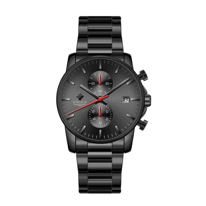 WWOOR | Affärsklocka för män-Watches for men-Hemnix-Stål Svart Röd-Hemnix