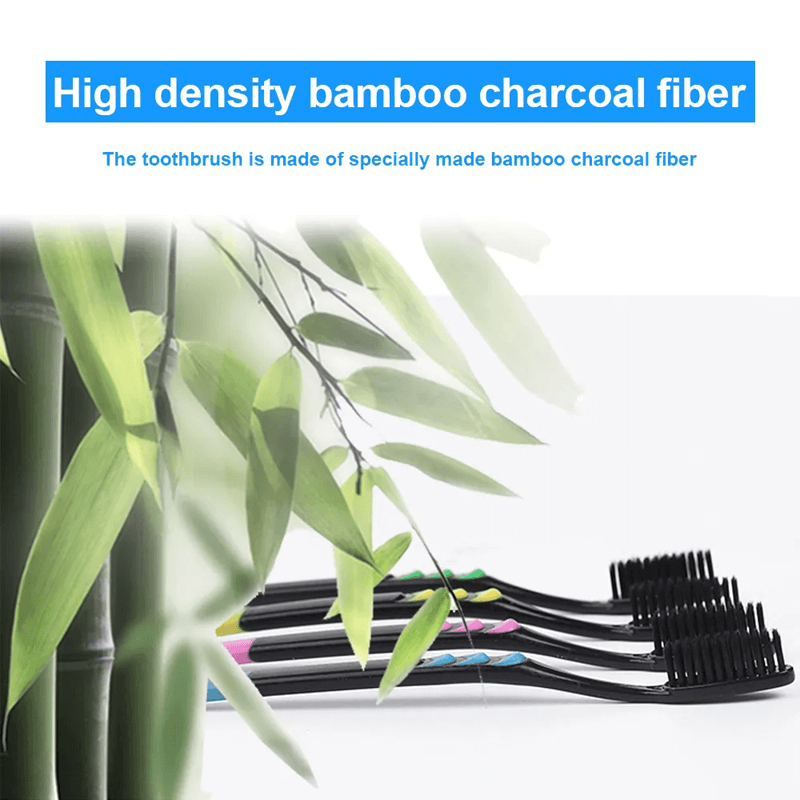 10st Bambu Tandborste med Kol Fiber-Tandvård-BB-Hemnix