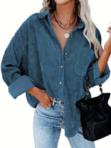 Dam Oversized Skjorta Corduroy Mjuk Bomull