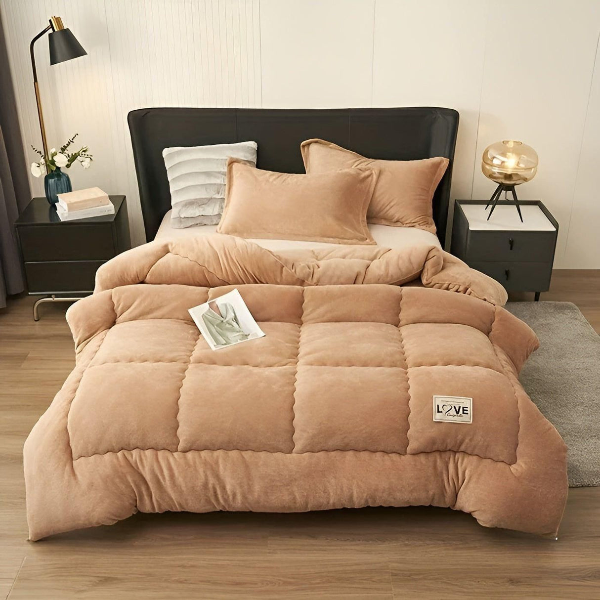 ThickLuxe Duvet Cover - Casual Thick Fleece Quiltad Vinter Duvet Cover Carvallo
