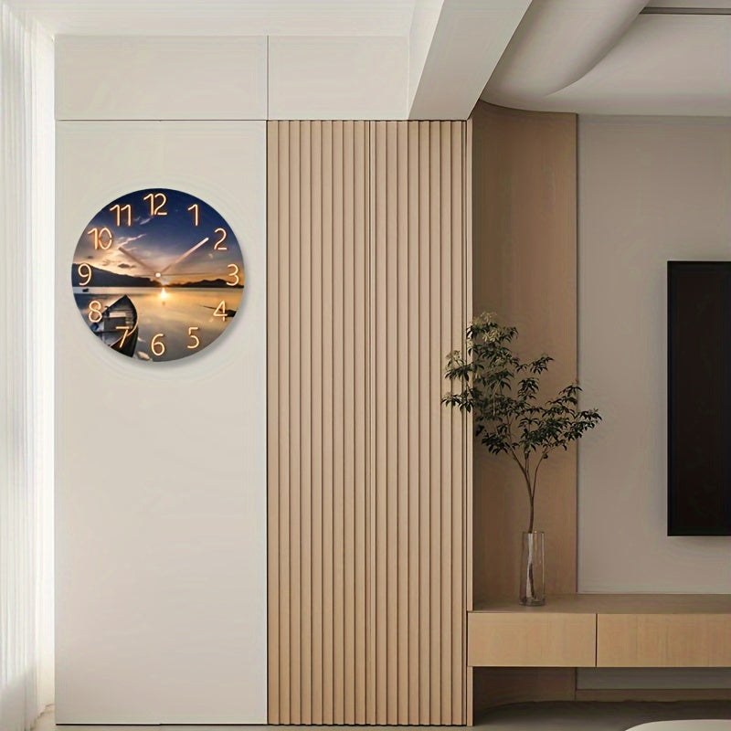 12-tums rund tyst väggklocka - glas, modern design Carvallo