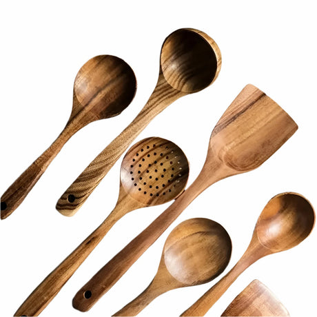 Trä-köksredskapsset – 5-delat set Naturliga stekpenslar för non-stick-pannor Carvallo