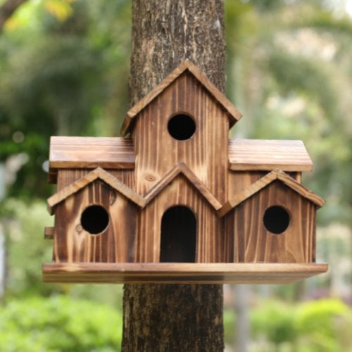NatureNest - Artisan Birdhouse med sex mysiga ingångar Carvallo