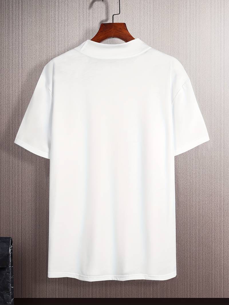 Herr T Shirt Hög Krage Kvalitetsbomull Elegant Design