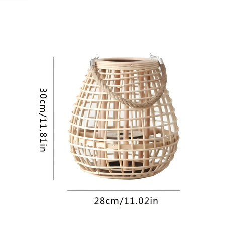HomeHaven Lantern - Handwoven Candle Holder Floor Lantern Carvallo