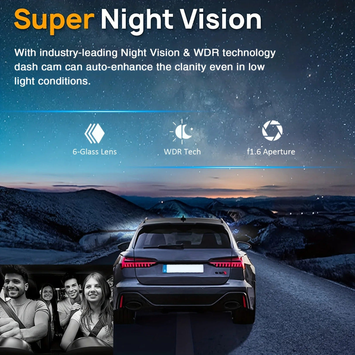 1080P WiFi Dubbelkamera Dash Cam – Främre & Inuti Bilkamera med IR Nattvision & Loopinspelning Carvallo