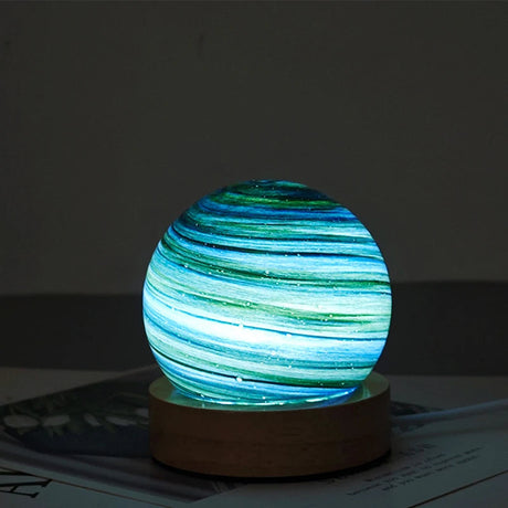 Kristallmåne Lampa med Träbas Carvallo