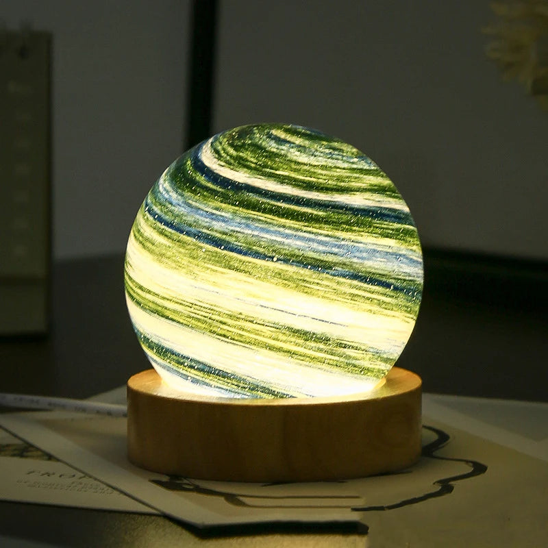 Kristallmåne Lampa med Träbas Carvallo