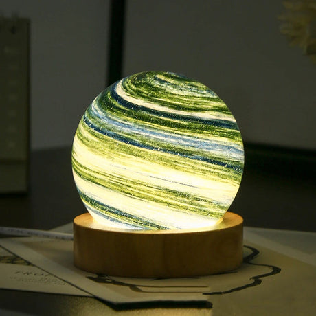 Kristallmåne Lampa med Träbas Carvallo