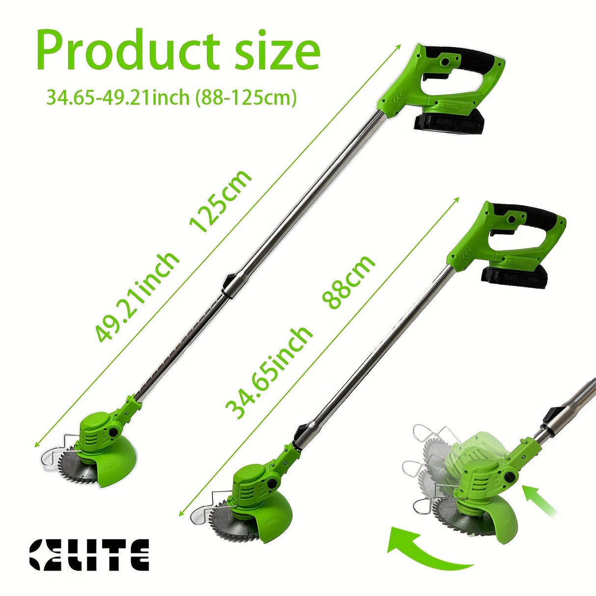 Carvallo Grästrimmer GrünKraft | Trådlös & Justerbar | Flera knivhuvuden | Lätt & Bärbar Carvallo