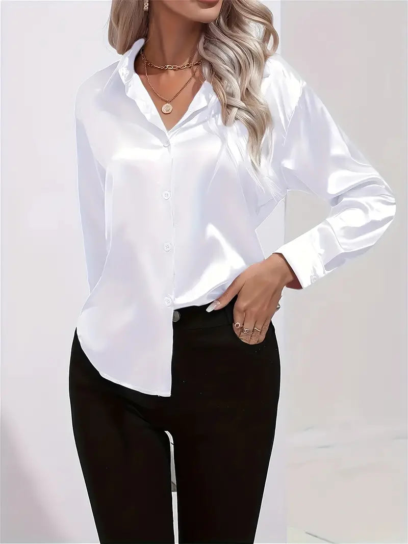 Dam Skjorta Långärmad Elegant 100% Bomull