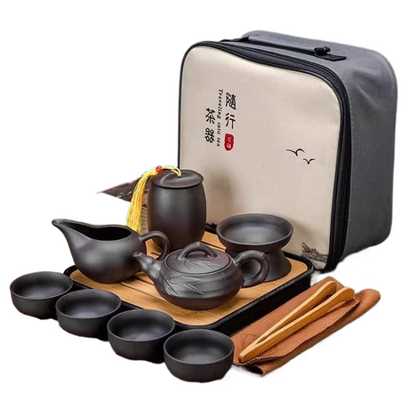 Carvallo - 9-delat teset för resa med förvaringsset och mörk finish Carvallo