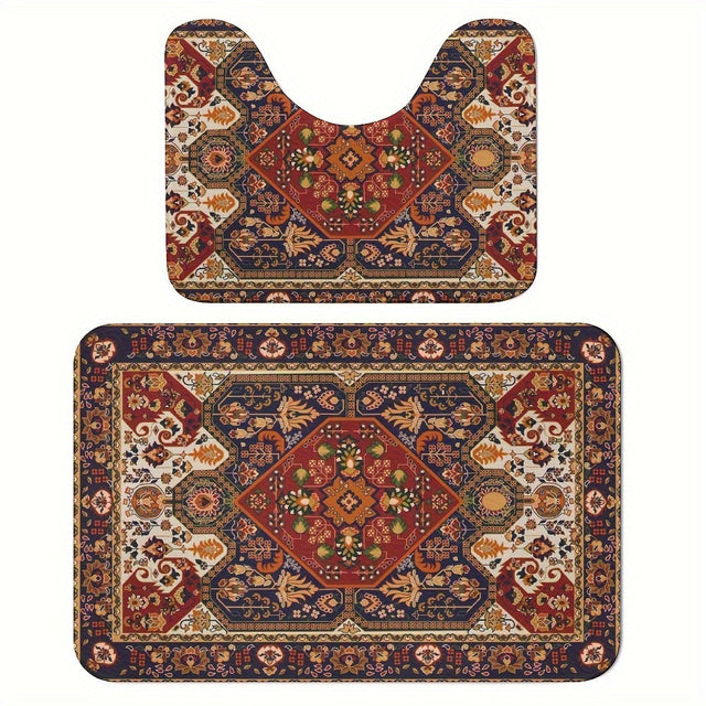 Persisk-inspirerade badrumsmattor set – Absorberande och halkfria Carvallo