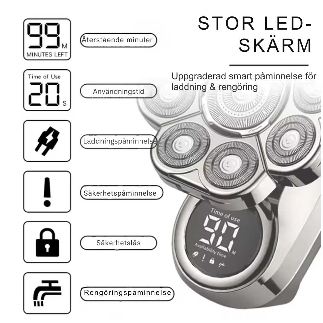 Exklusiv 6-i-1 rakapparat - groomingkit för huvud och ansikte-VaruZ-Hemnix