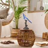 Färgat glas fågel bordslampa bronssockel Carvallo