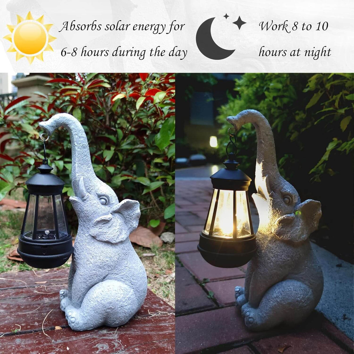 Royallure Elephant Glow Solcells Trädgårdslampa – Resin, Auto-On Varm Atmosfäriskt Ljus Carvallo