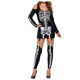 Kvinnors Halloweenkostym | Skeletttryck Mini Carvallo