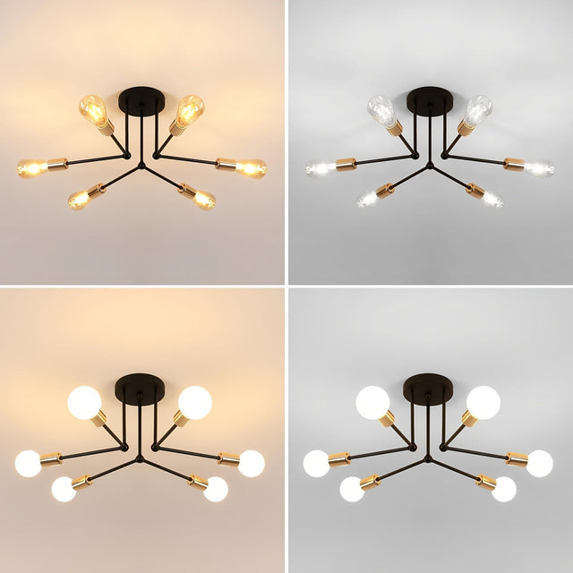 RetroLampa - Industriell 6-armad Taklampa Carvallo