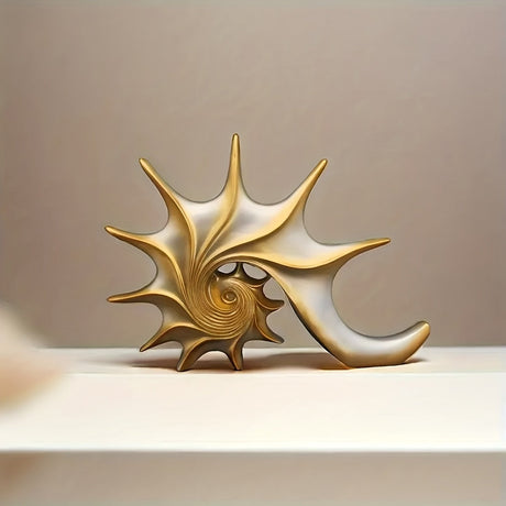 Elegant blå & guld snäckskulptur - Lyxig harts kustfantasi heminredningsdekor MILA Sverige