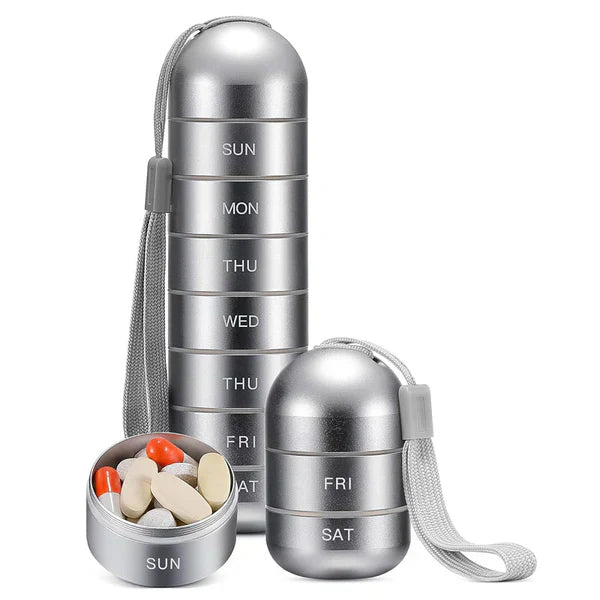 Luxora Aluminium 7 Dagar Bärbar Tablettorganisatör för Resa Carvallo