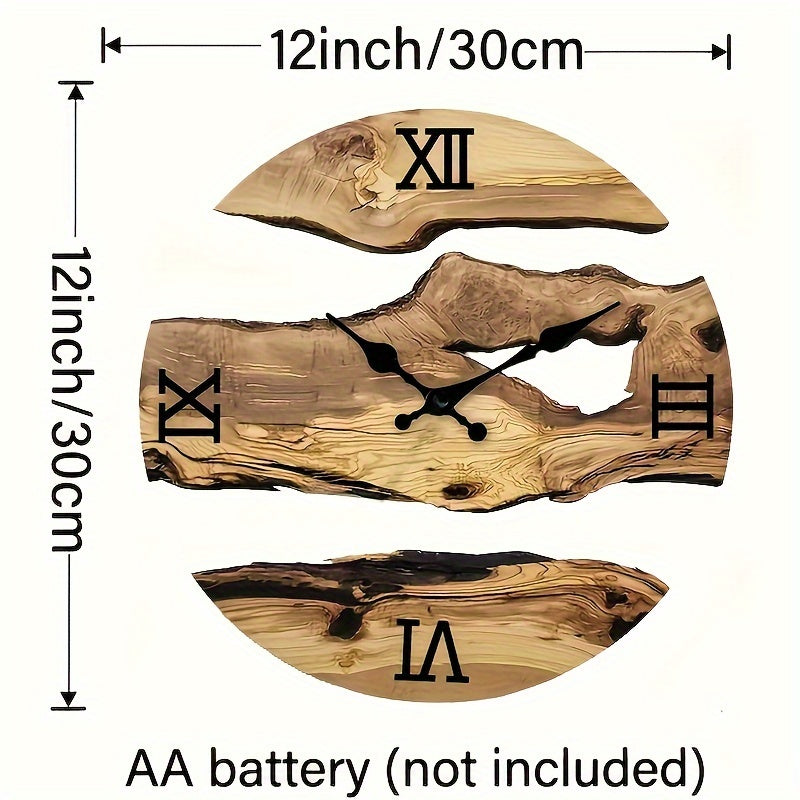 RustiqueClock - Stille akryl väggklocka med träådring Carvallo